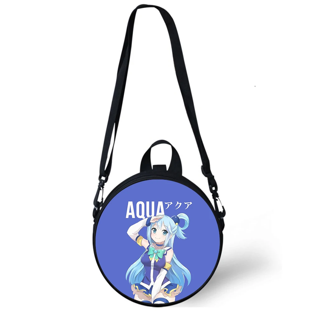 Konosuba Aqua cute Anime Child kindergarten Bag 3D Print Crossbody Shoulder Bags For School Women Mini Round Bagpacks Rugtas Bag