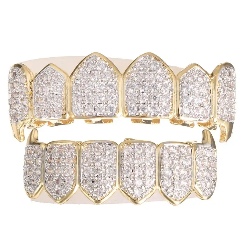 

Gold w/ Plated Top & Bottom Grillz Mouth Teeth High Quality, Gold