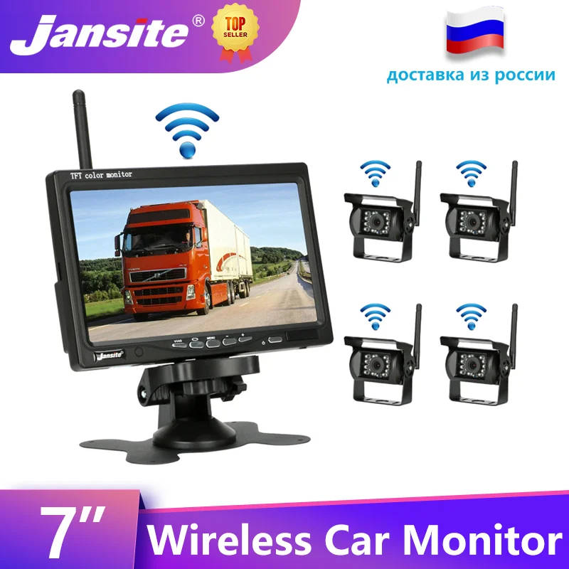 Jansite 7-дюймовый беспроводной автомобильный монитор 1920*1080 TFT, резервная камера заднего вида, парковочная система, задняя камера, авто DVD для багажника, автобуса