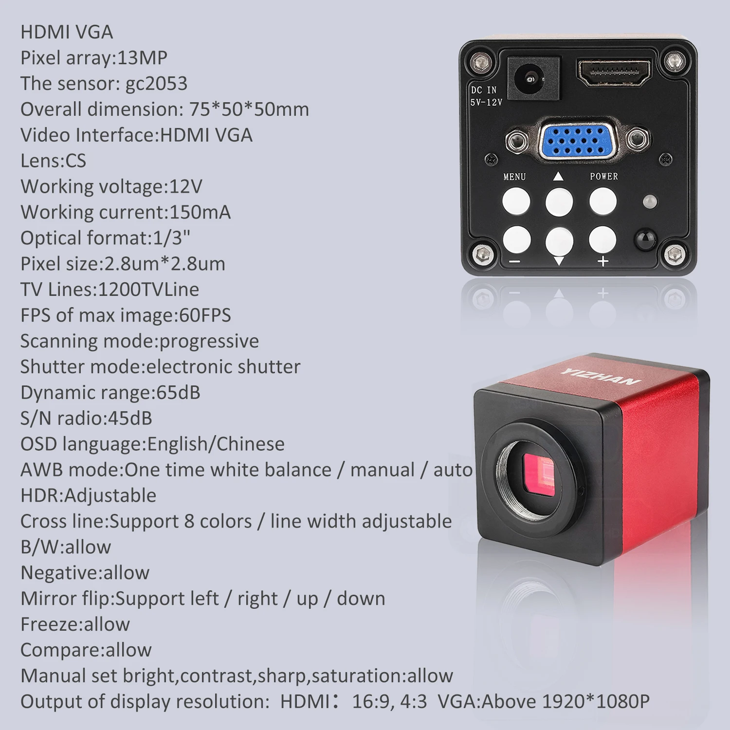 Фото YIZHAN 1080P VGA HDMI порт Full HD камера промышленный микроскоп зум 150X объектив Регулируемая металлическая подставка Кронштейн для пайки №5