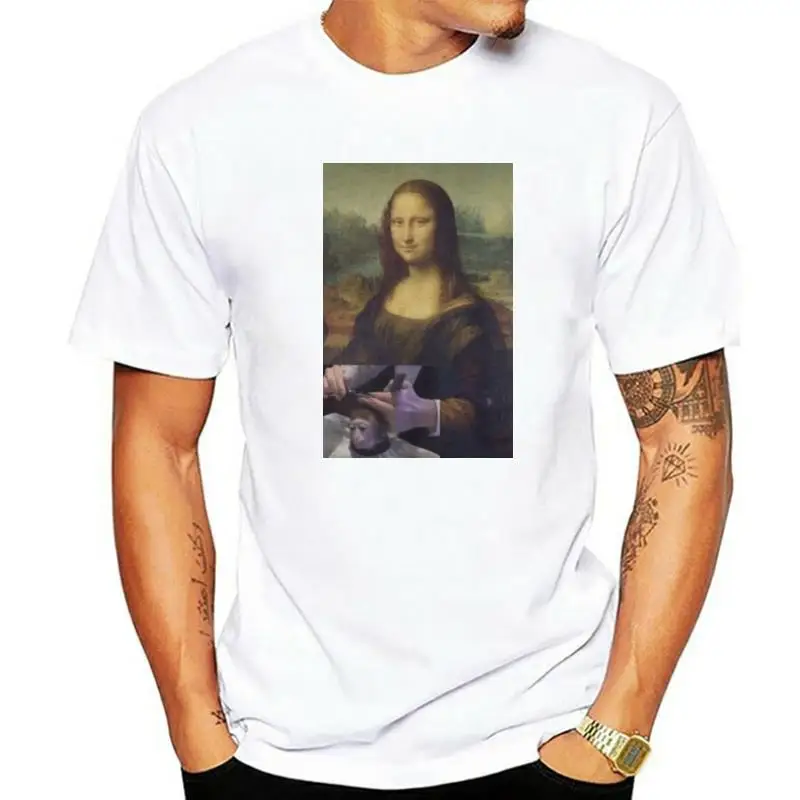 

Футболка с рисунком обезьяны, Мужская футболка с принтом, простой топ из чистого хлопка с круглым вырезом