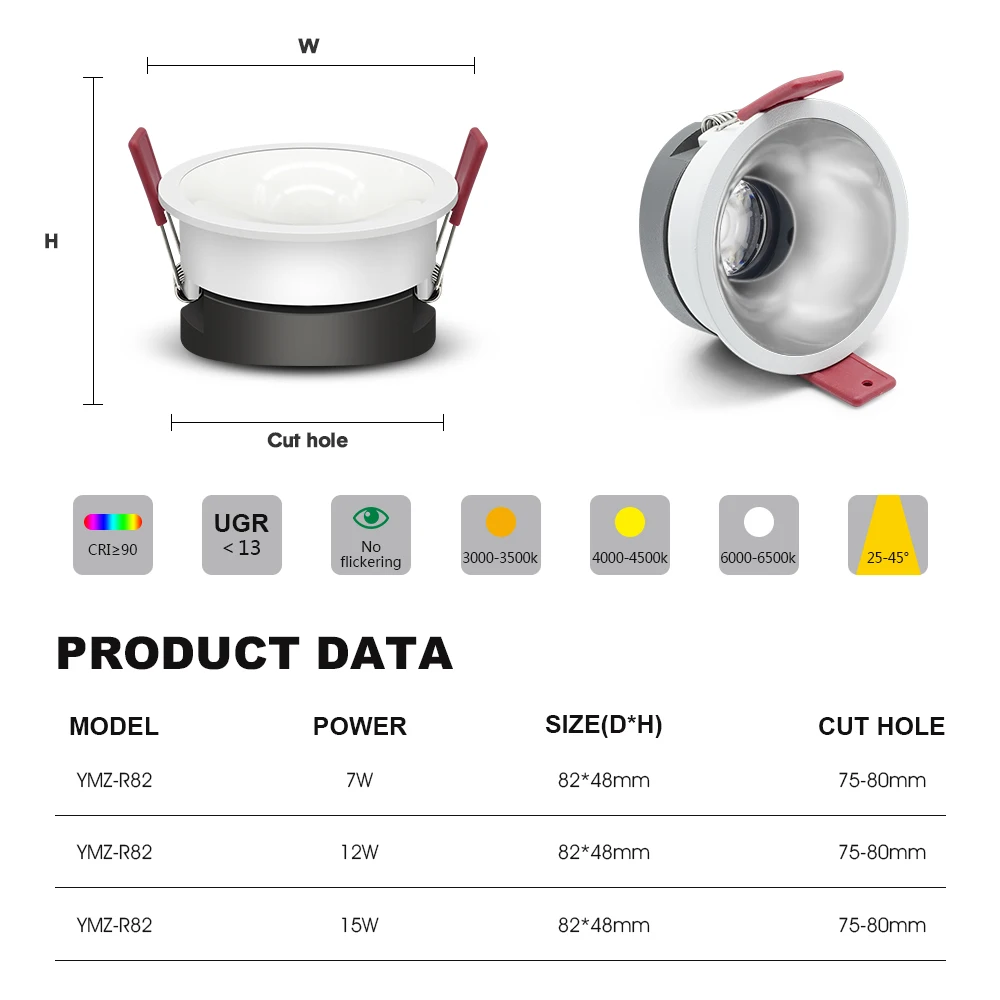 [DBF]2022 Thin Round LED Recessed Downlight Dimmable 15W 12W 7W AC85-265V Anti-Glare Ceiling Spot Light Bedroom Living room |