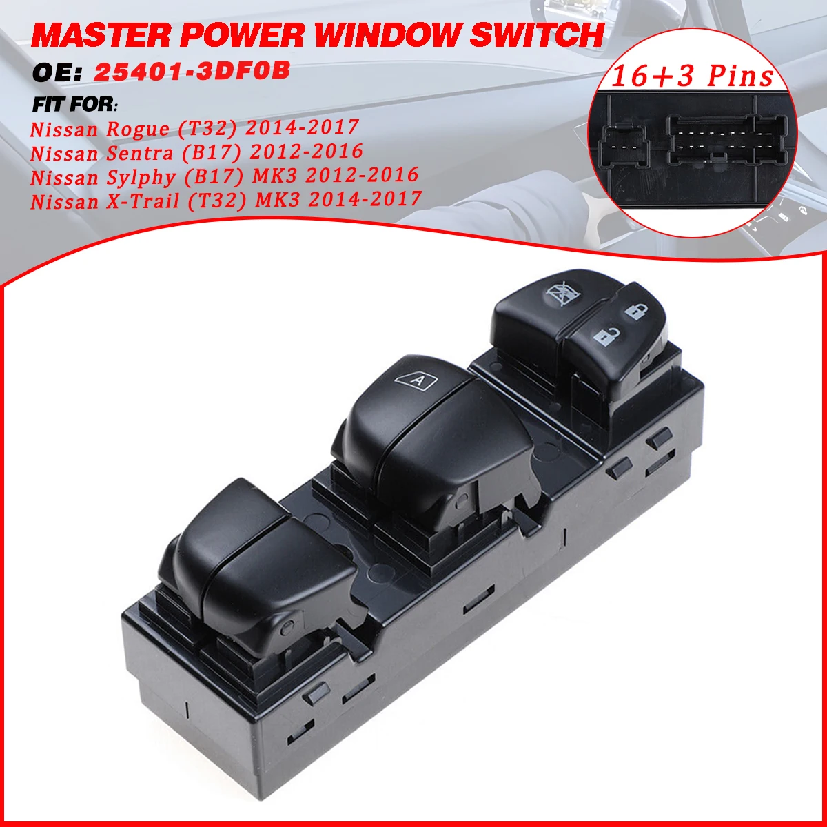 Автоматический электрический переключатель стеклоподъемника 25401-3DF0B для