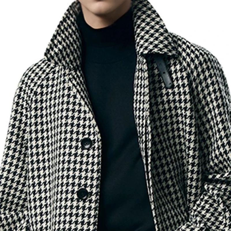 Мужское шерстяное пальто в клетку Balmarken Qianniao-высококачественное длинное