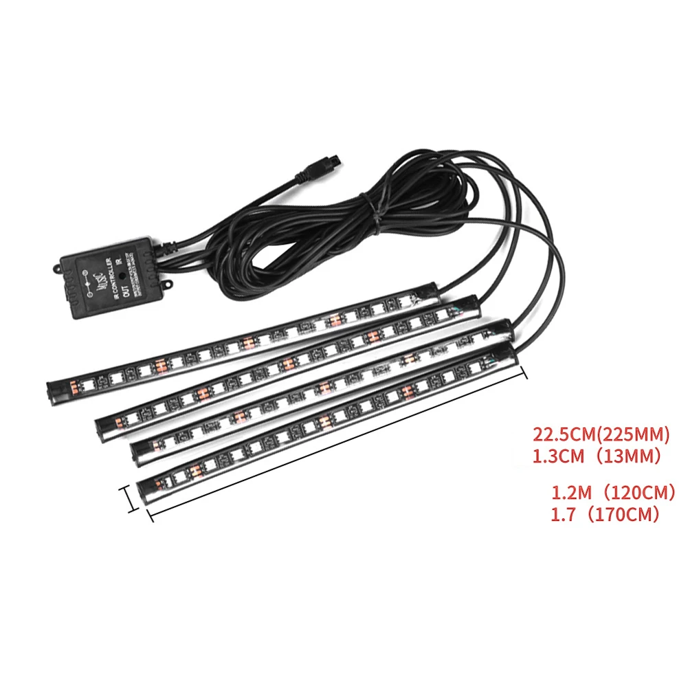 

Light Strip Atmosphere Light RGB 48 LED Under Dash Foot W/Remote Controler Car Interior DC 12V Inside Lighting