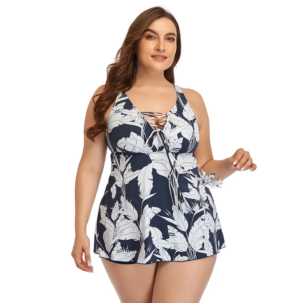 

Women Plus Size Sexy Two Pieces Tankini Swimsuit Swimwear Female Print Bikini Beachwear Brazilian Bather Monokini Bathing Suit