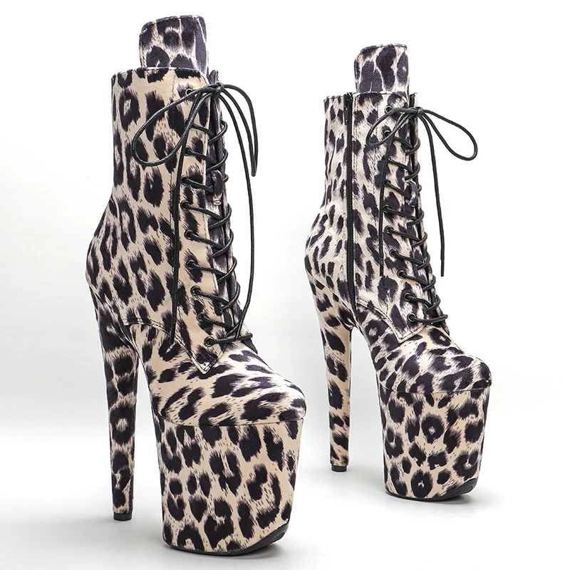 Leecabe  20CM/8inches Leopard Pole dance shoes High Heels Pole Dance boot