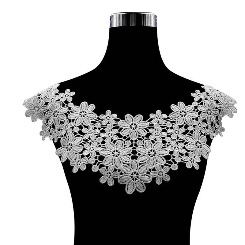 

Floral Applique Embroidery DIY Lace Fabric Neckline Collar Sewing Applique Supplies Scrapbooking Hollow out Fake Collars
