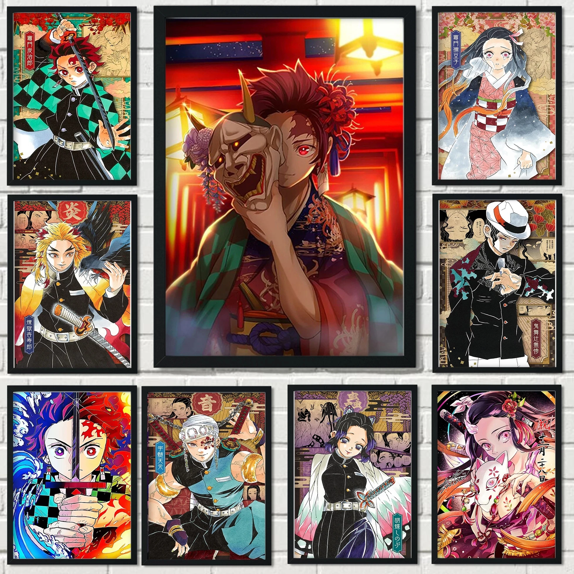 

Prints Painting Anime Wall Artwork Demon Slayer Modular Canvas Black Clover Poster Picture Modern Home Decor Bedside Background