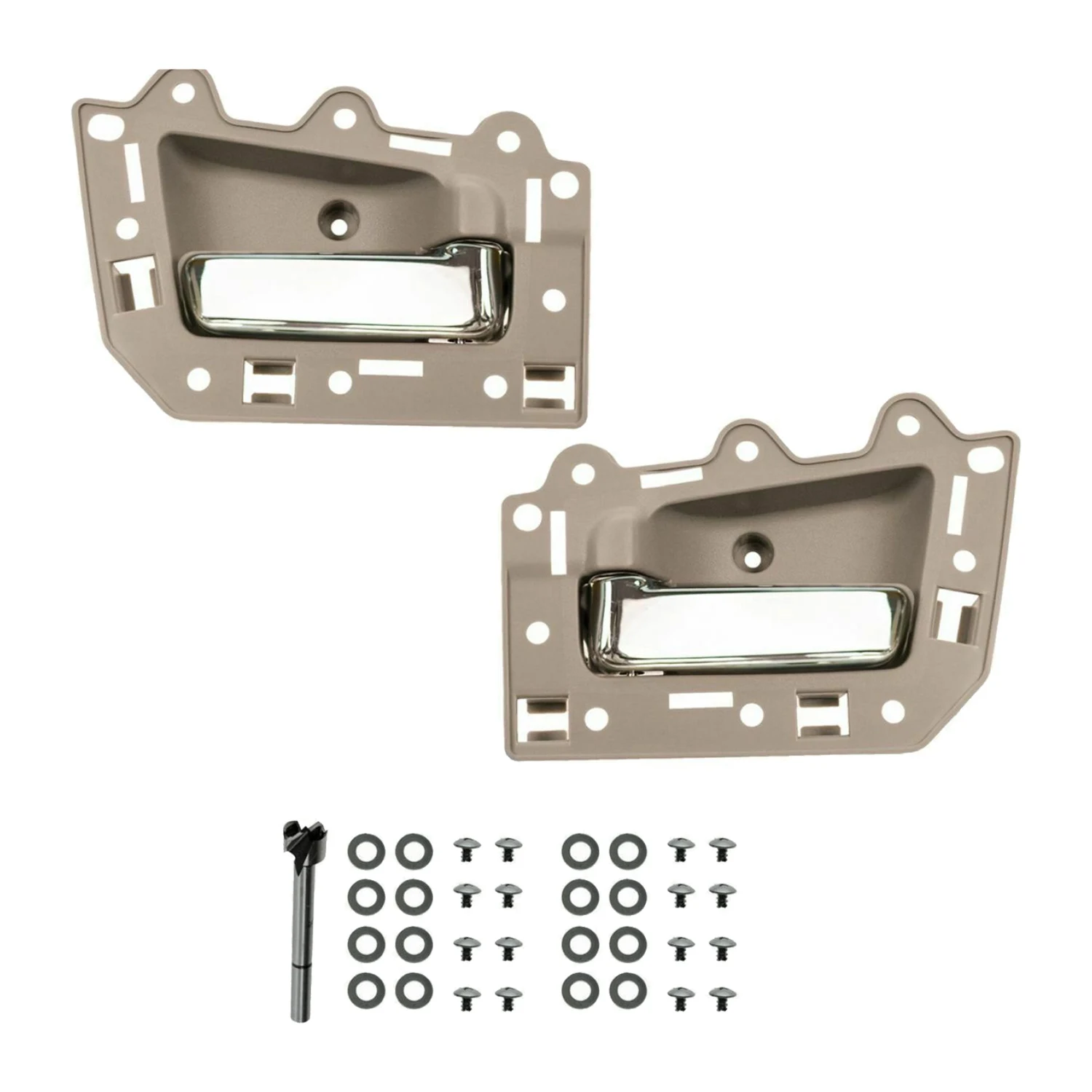 

2Pcs Front Left & Right Inside Interior Door Handle Set for 2005-2011 Jeep Grand Cherokee Beige & Chrome