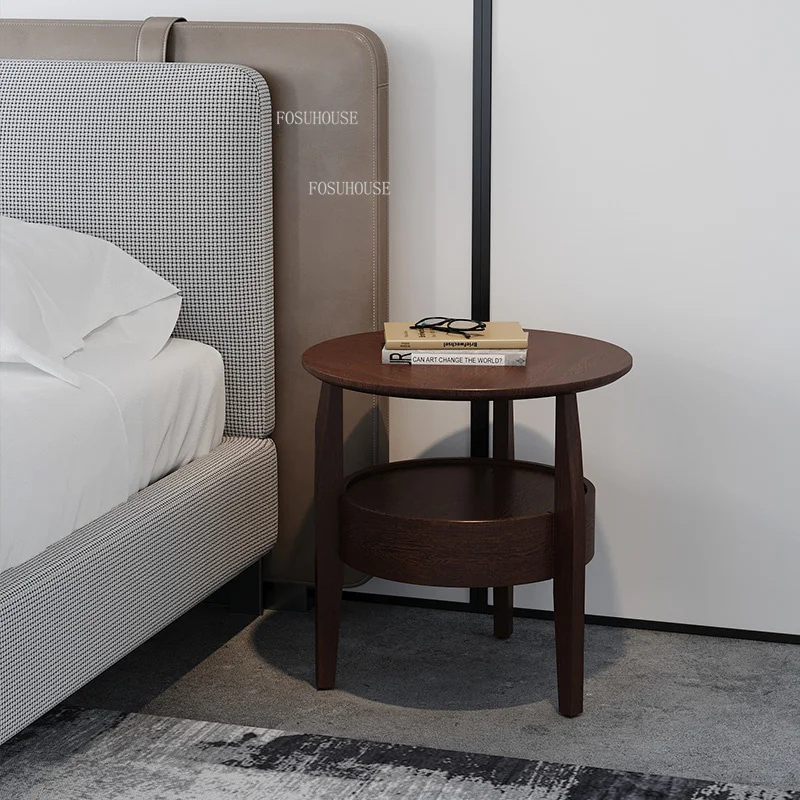 

Coffee Luxury Hotel Round Nightstands Home Furniture Nordic Hotel Wood Bedside Table Living Room Storage Cabinet with Drawers