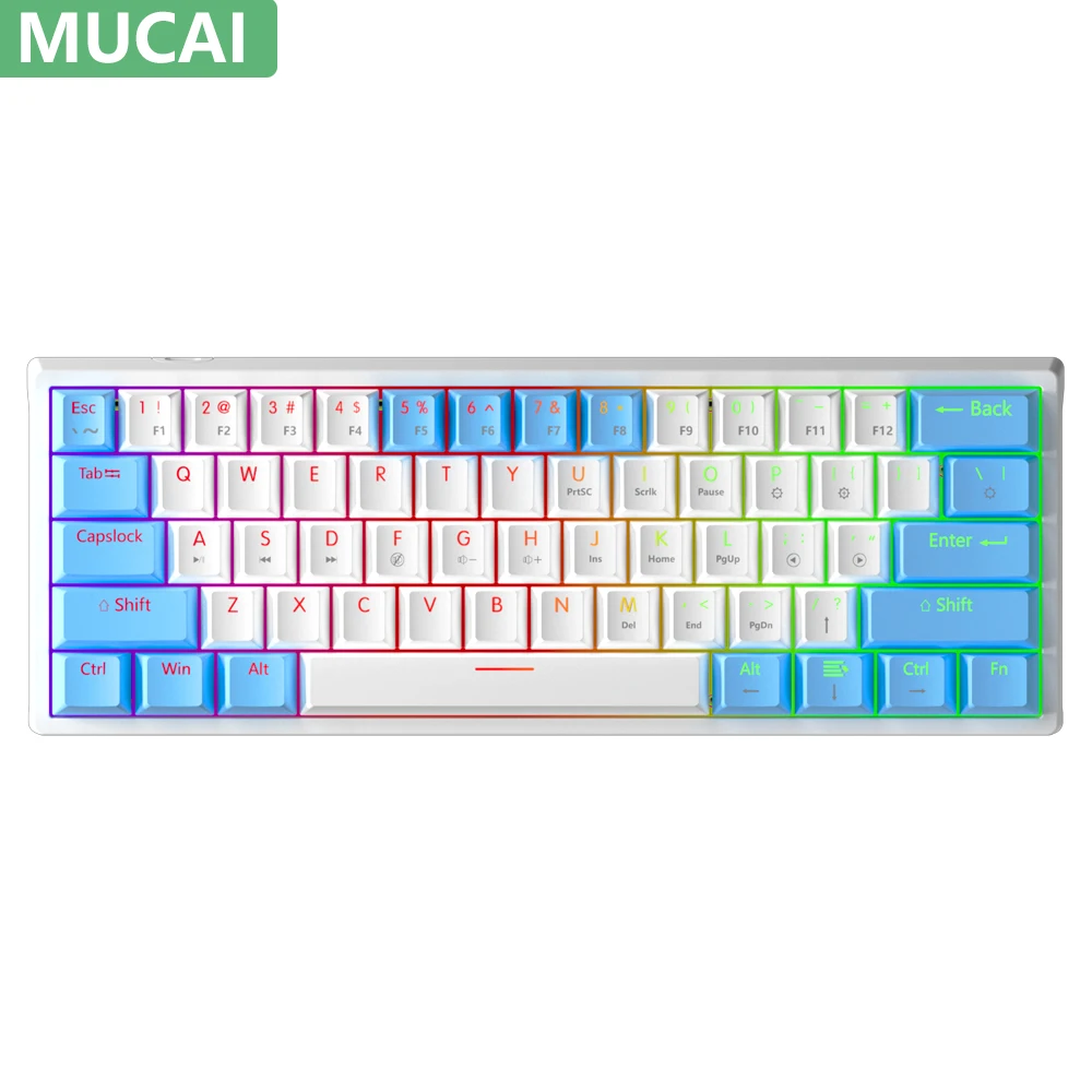 Игровая Механическая USB клавиатура MUCAI MK61, 61 клавиша, проводная, со съемным кабелем, RGB подсветка, популярный товар