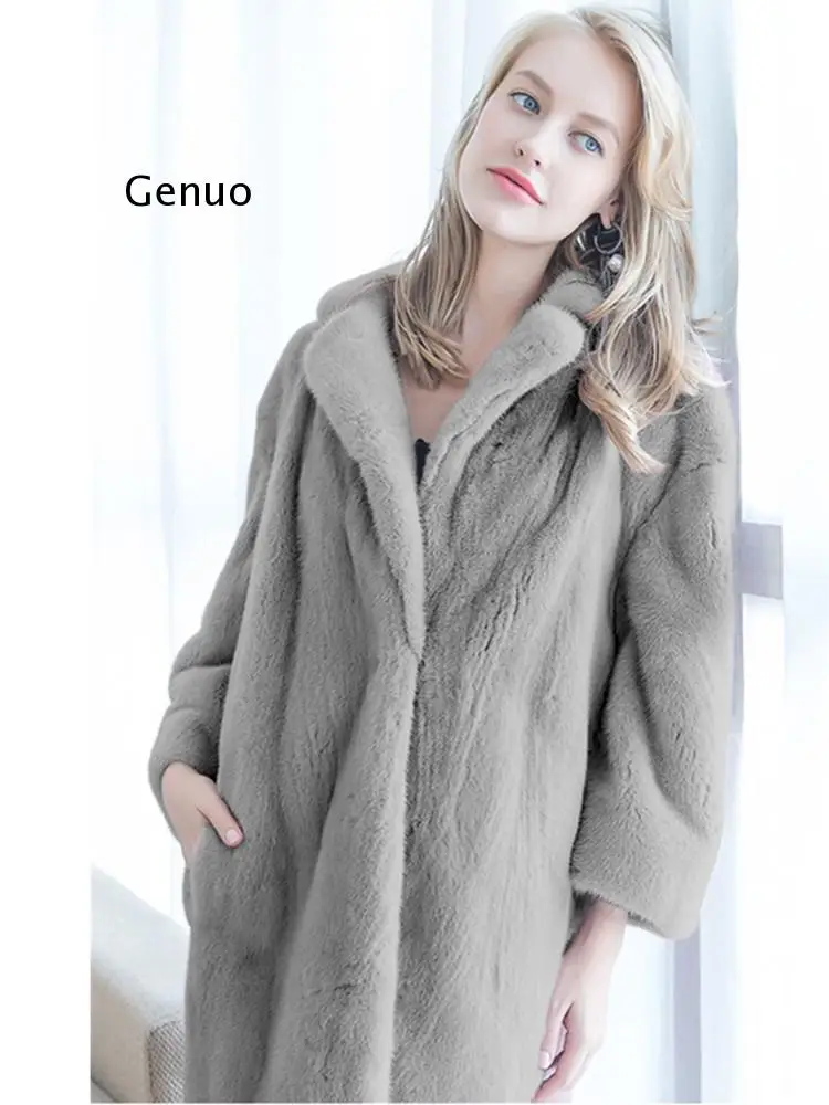 Зимняя женская куртка однобортное пальто из искусственного меха ягненка теплое