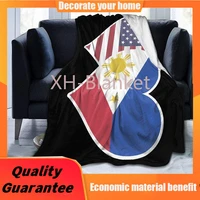 usa and philippines flag heart flannel fleece blanket throw reversible super soft warm cozy comforter blankets fall winter all