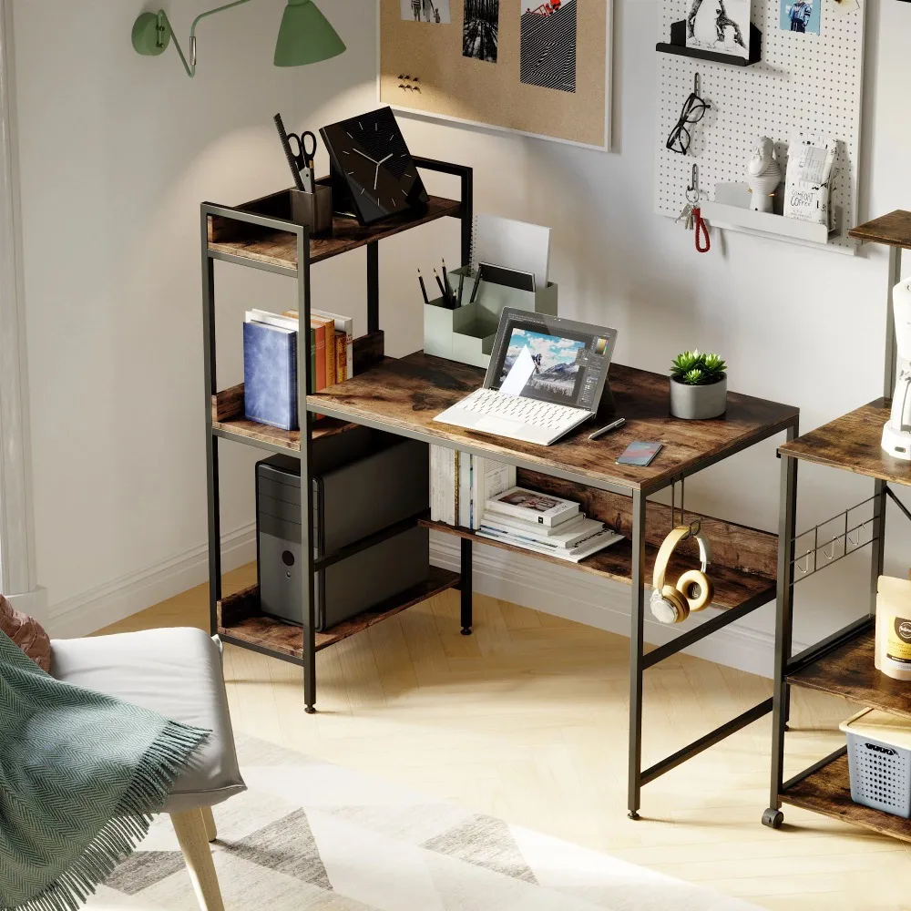 

Computer Desks 47 Inch Computer Desk With Shelves and Under Desk Storage Free Shipping Study Table Values Gaming Room Organizer