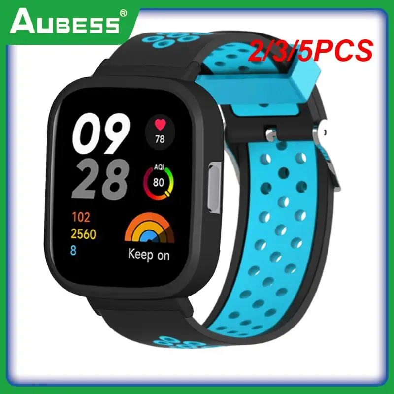 

2/3/5PCS Black Green Protective Pc Case Two-color Air Hole Pin Buckle Silicone Strap Strap Two-in-one