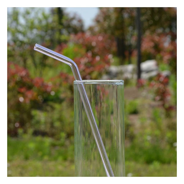 

7.08 inch 8mm Reusable Bend Glass Drinking Thick Straws Wedding Party Transparent
