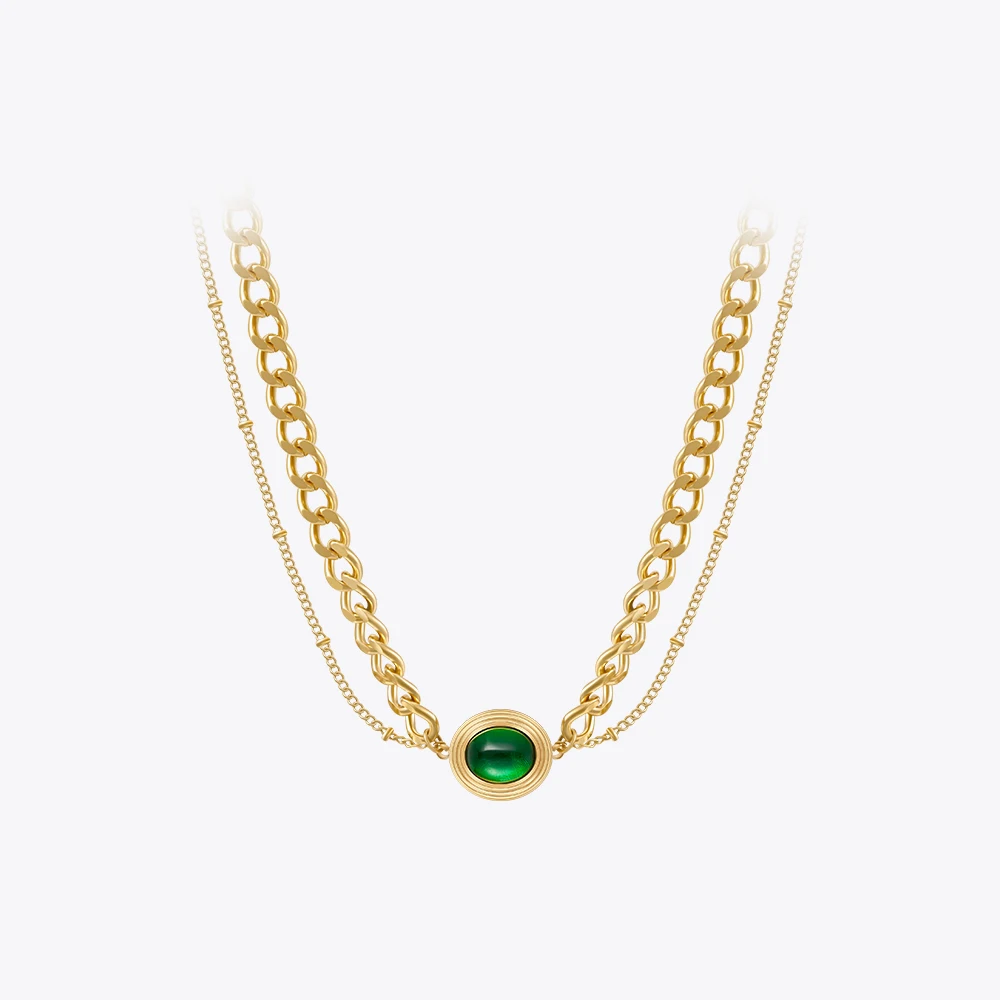 

ENFASHION Para Mujer Vintage Oval Ziron Chain Necklace For Women Jewelry 18K Plated Gold Necklaces Fashion Party Street P233390