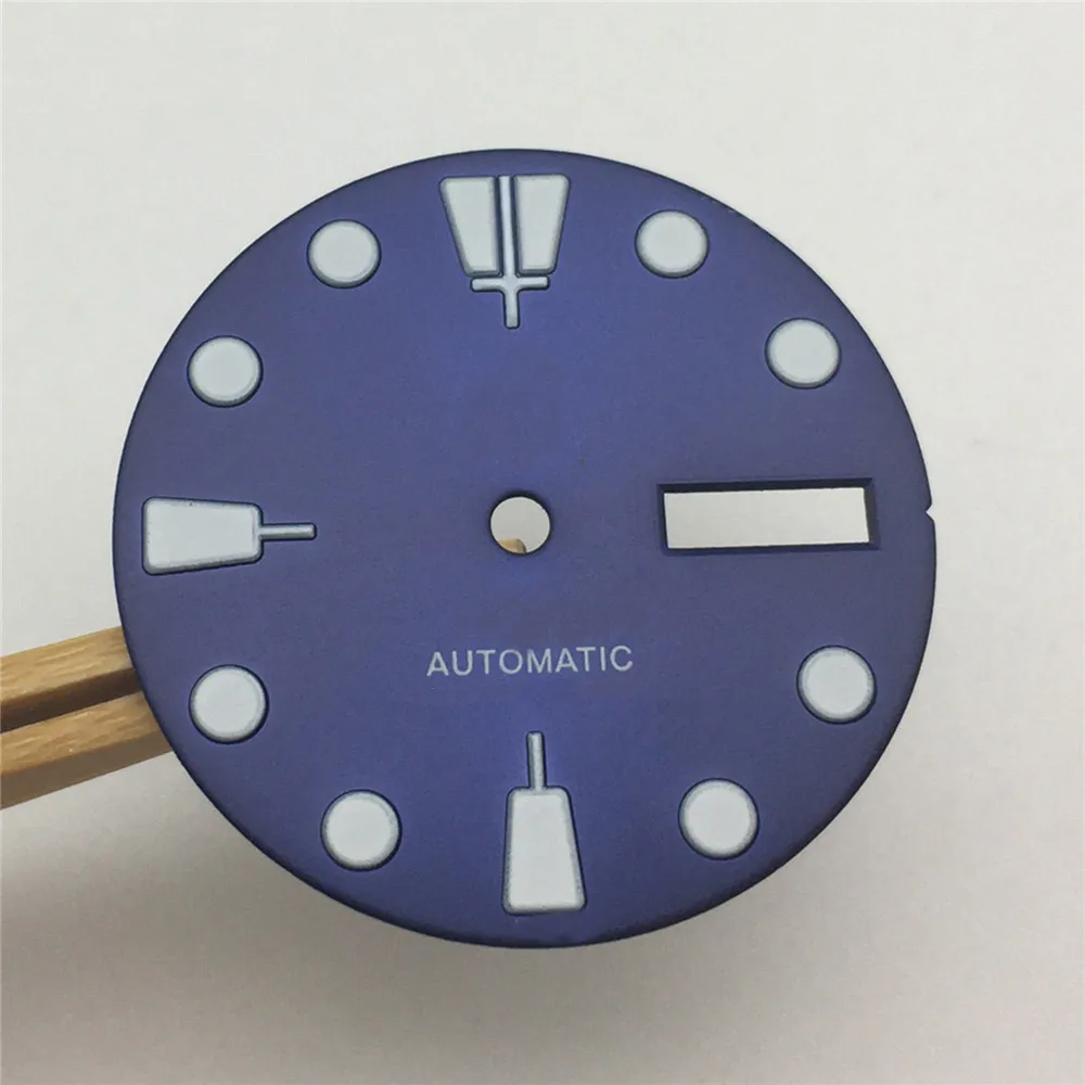 

28.5MM Green Luminous Watch Dial Replacement Dual Calendar Literal Dial for NH36A Watch Movement
