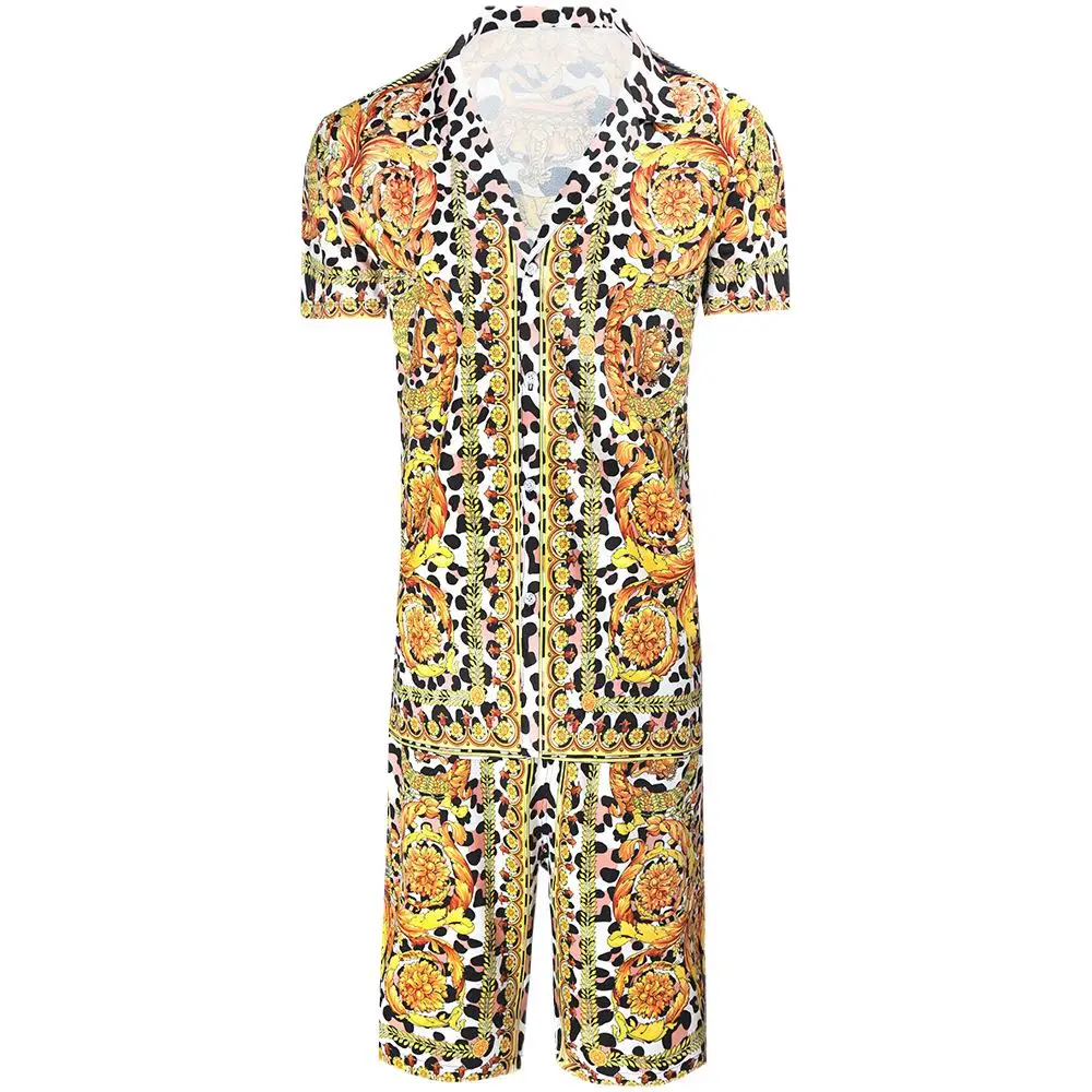 

Men's Digital Printed Short-sleeved Shirt Men's casual suit, Summer 2021