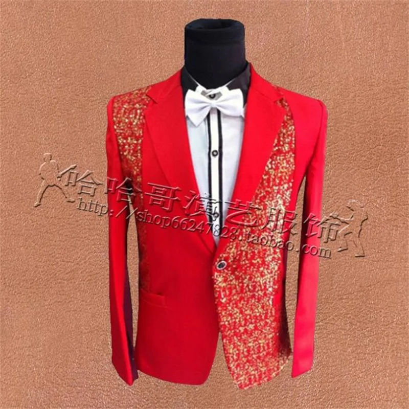 Singers mens suits designs masculino homme terno stage men sequins blazer dance clothes jacket star style dress punk red fashion