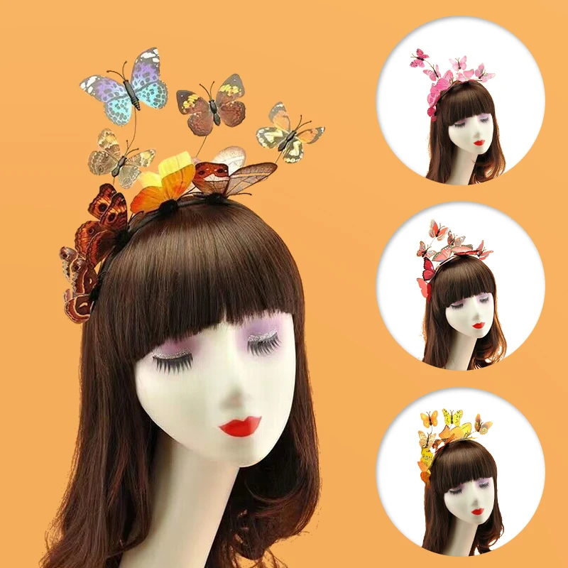 Ful Butterfly Hairband Hair Hoop Lady Bridal Wedding Headpieces Photo Props