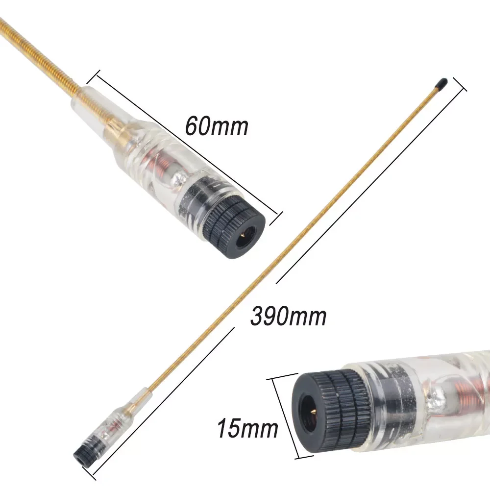 Dual Band 144/430MHz 3.2dB 2.15dB 39cm High Gain Portable Copper Flexible Whip Antenna VHF UHF Transparent White