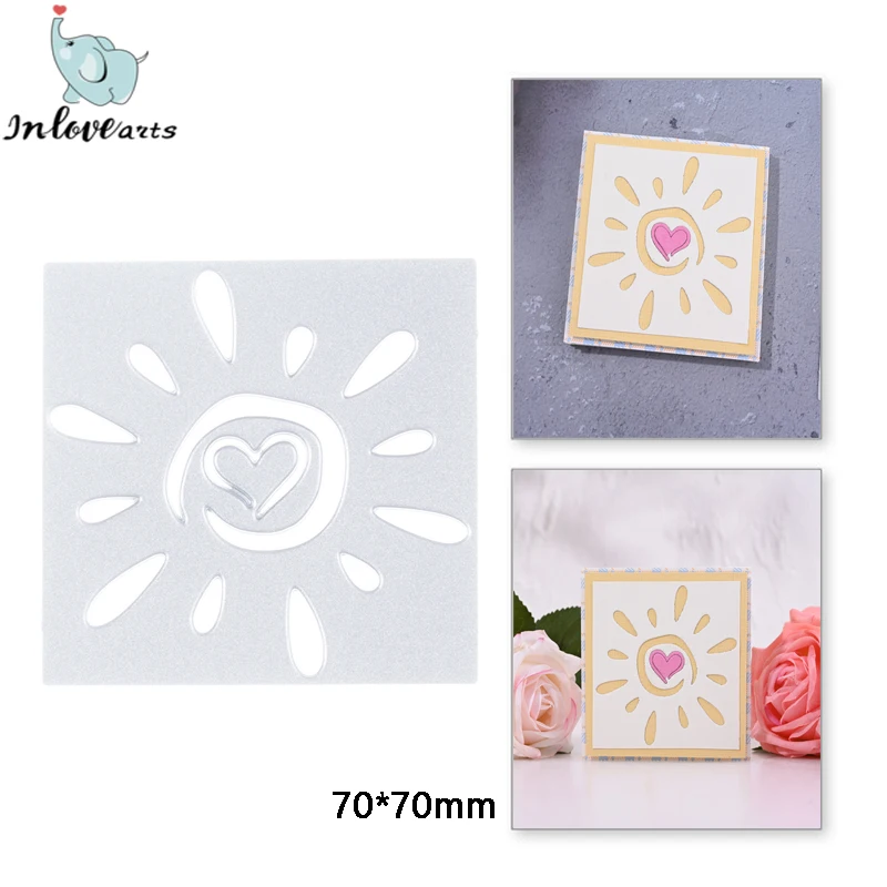 

InLoveArts Sun Rays Square Frame Metal Cutting Dies Heart Stencils For DIY Scrapbooking Decorative Embossing Handcraft Template