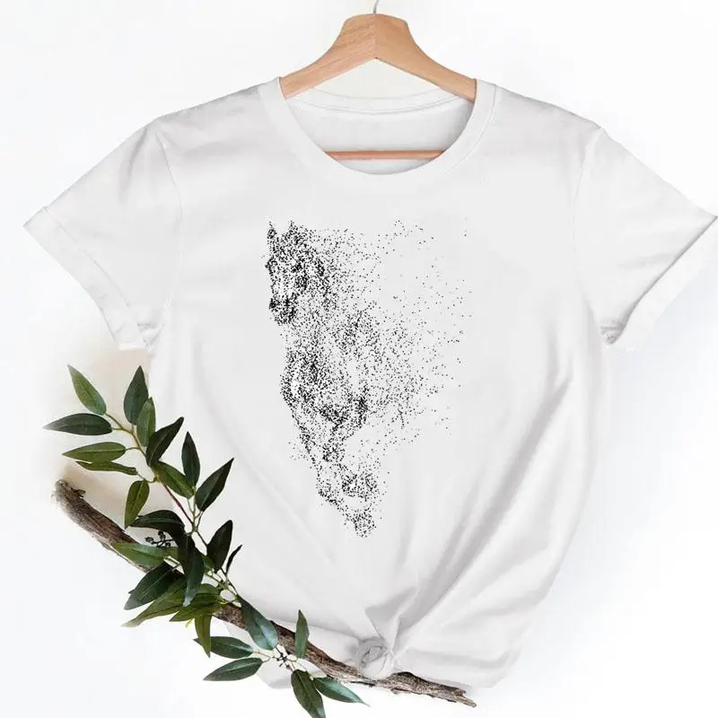 

Graphic Tee Horse Love Sweet 90s Ladies Fashion Casual Women Clothing Summer Short Sleeve T-shirts Female Tshirt Clothes