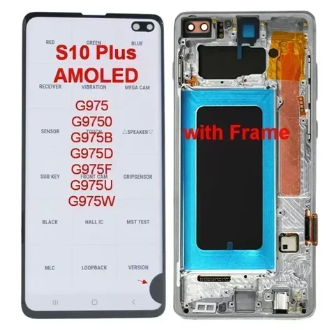 Дигитайзер сенсорного ЖК-экрана в сборе, Samsung Galaxy S10 Plus, G975, G9750, SM-G975F, DS, G975FN, G975U, 100% AMOLED