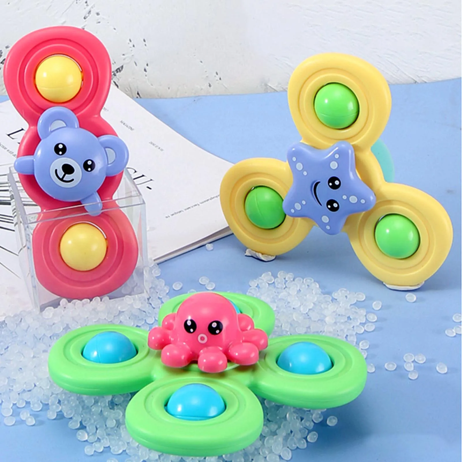 

Suction Cups Spinning Top Toy For Baby Infant Starfish Octopus Gyro Relief Stress Educational Toys Suction Rotating Bath Toys