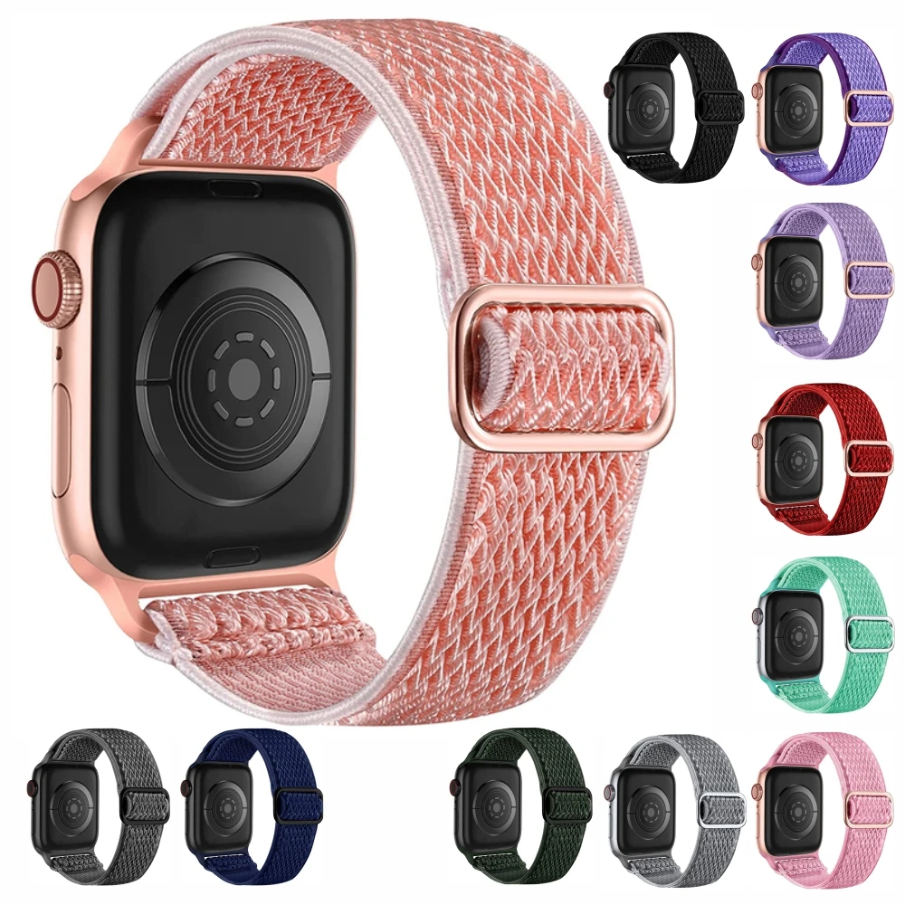 Stretchy Loop Bands Compatible with Apple Watch Band, Soft Adjustable Nylon Strap for Apple Watch SE iWatch Series 7 6 5 4 3 2 1