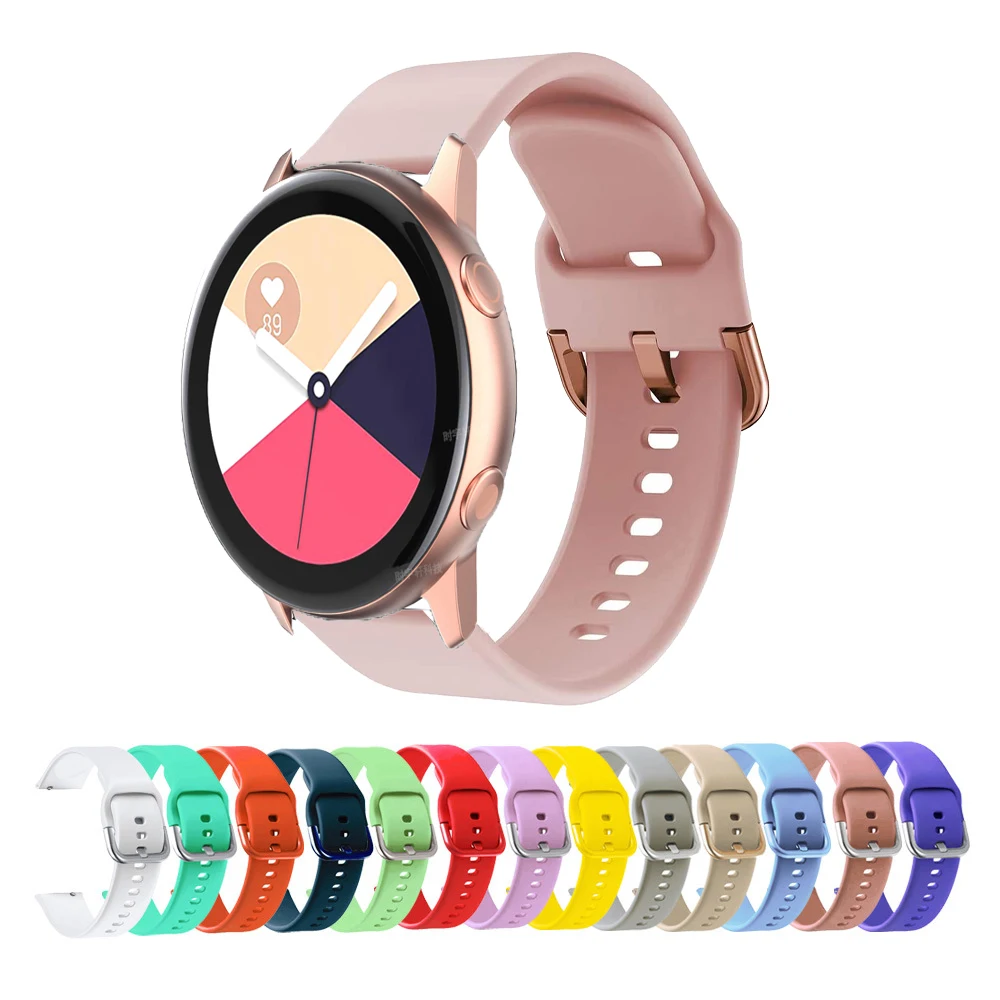 

20mm Silicone Wrist Strap For Samsung Galaxy Active 2 40mm 44mm 42mm Watch Band For Ticwatch GTH E3 E 2 Smart Wristband Bracelet