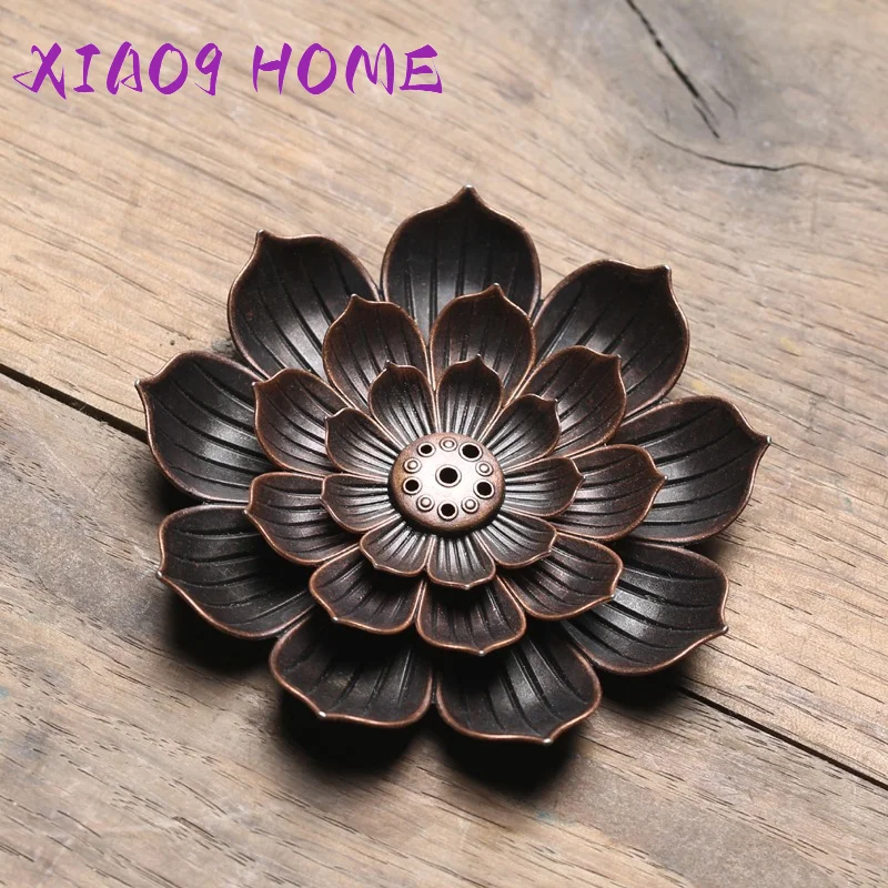 

Incense Burner Reflux Stick Incense Holder Home Buddhism Decoration Coil Censer With Lotus Flower Shape Bronze / Copper Zen Budd