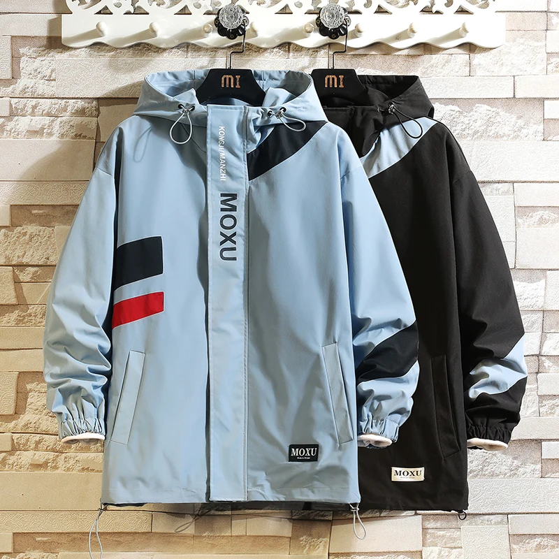 

Korea Fashion 2022 Spring Autumn Black Patchwork Baseball Uniform Zipper Jacket Men'S Streetwear Bomber Clothes OverSize