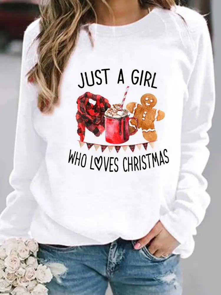 

Women Hoodies Print Woman Graphic Sweatshirts Merry Christmas Plaid Letter Happy Time Fashion Festival Casual Female Pullovers