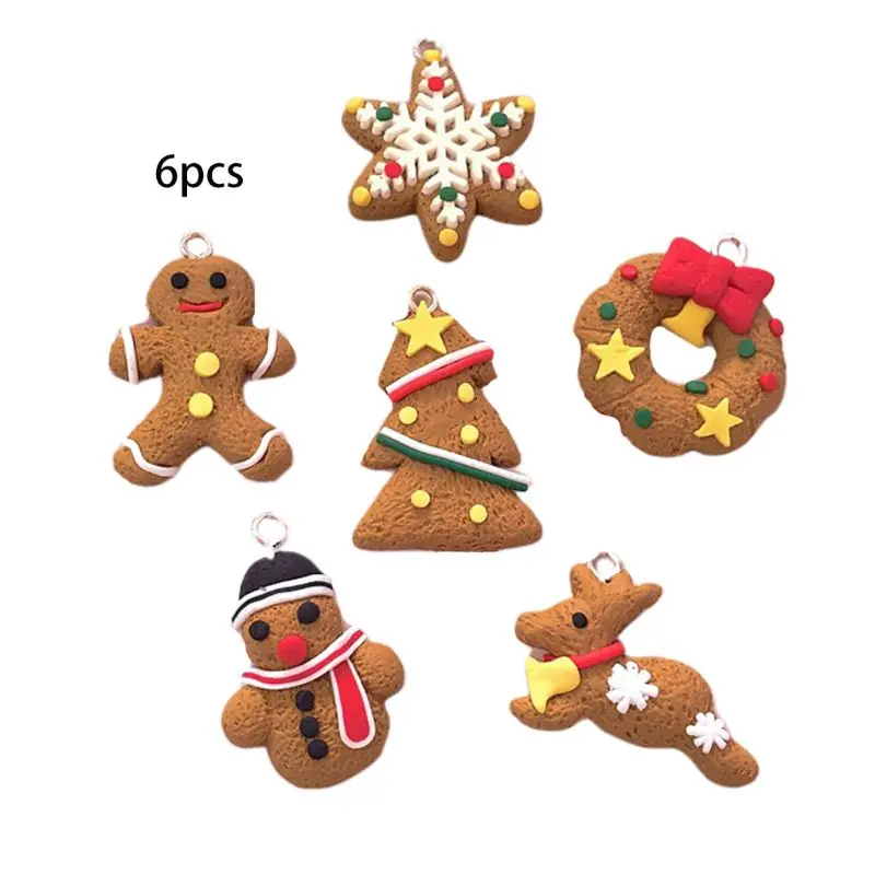 

Christmas Pendant Soft Pottery Mini Gingerbread Man Deer Snowman Xmas Tree Decoration New Year Party Ornaments