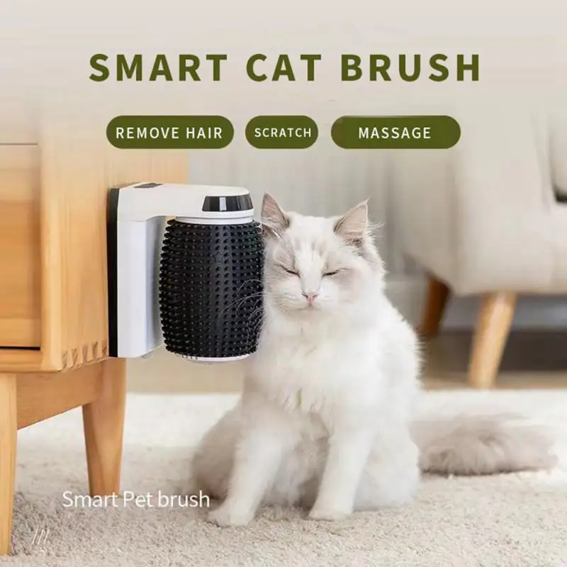 

New Cat Self Groomer With Catnip Automatic Rotating Cat Massager Wall Corner Groomers Smart Hair Brush For Cats Electric Massage