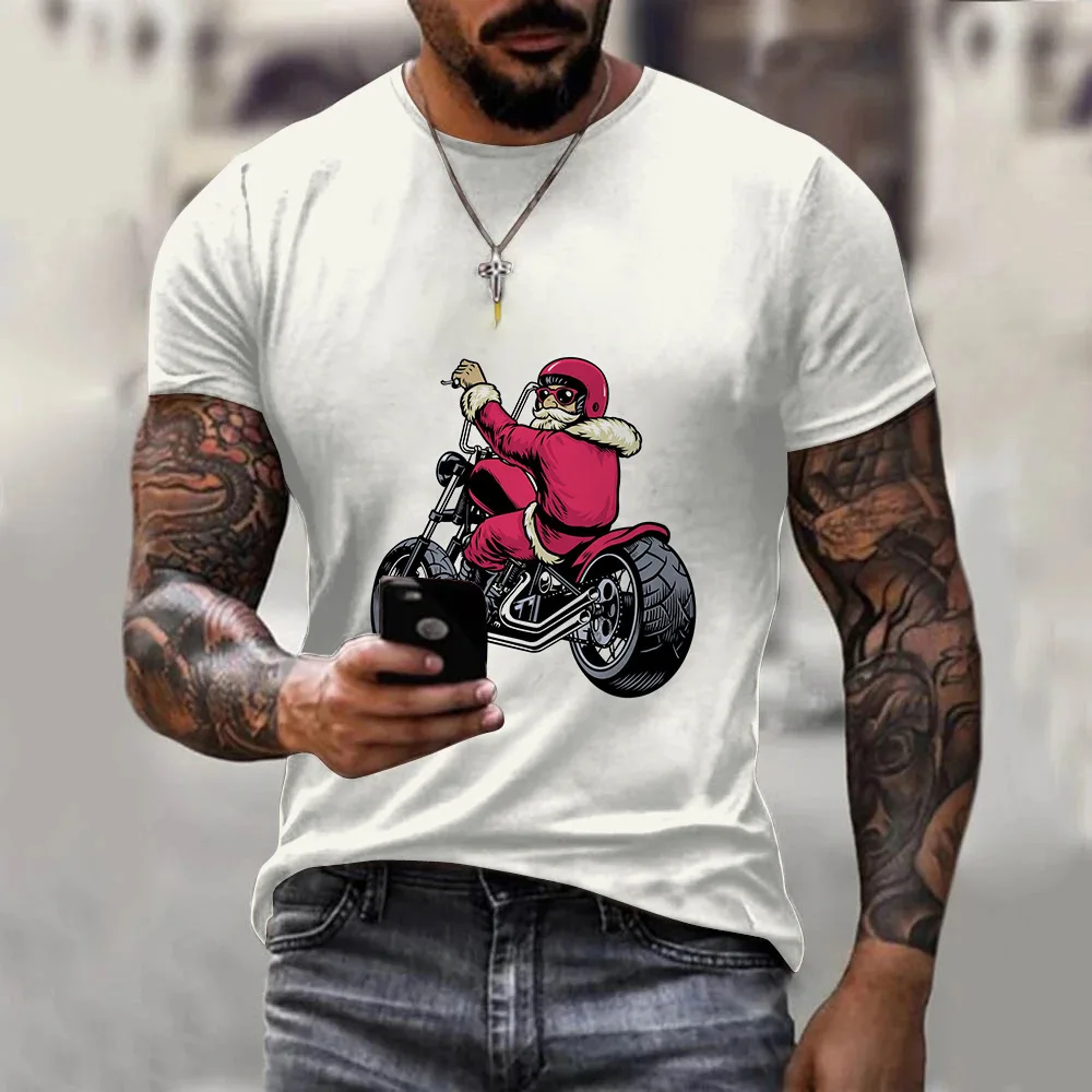 

Men's Summer Short sleeve Christmas Print T-shirt Male Sports Santa Claus tshirt Fitness Gym t shirt Tee Tops Streetwear Clothes