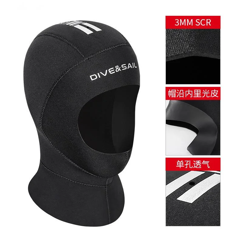 

Professional 3MM Diving Helmet Warm Swimming Surf Headgear with Shoulder Exhaust Cold Snorkeling Winter Cap