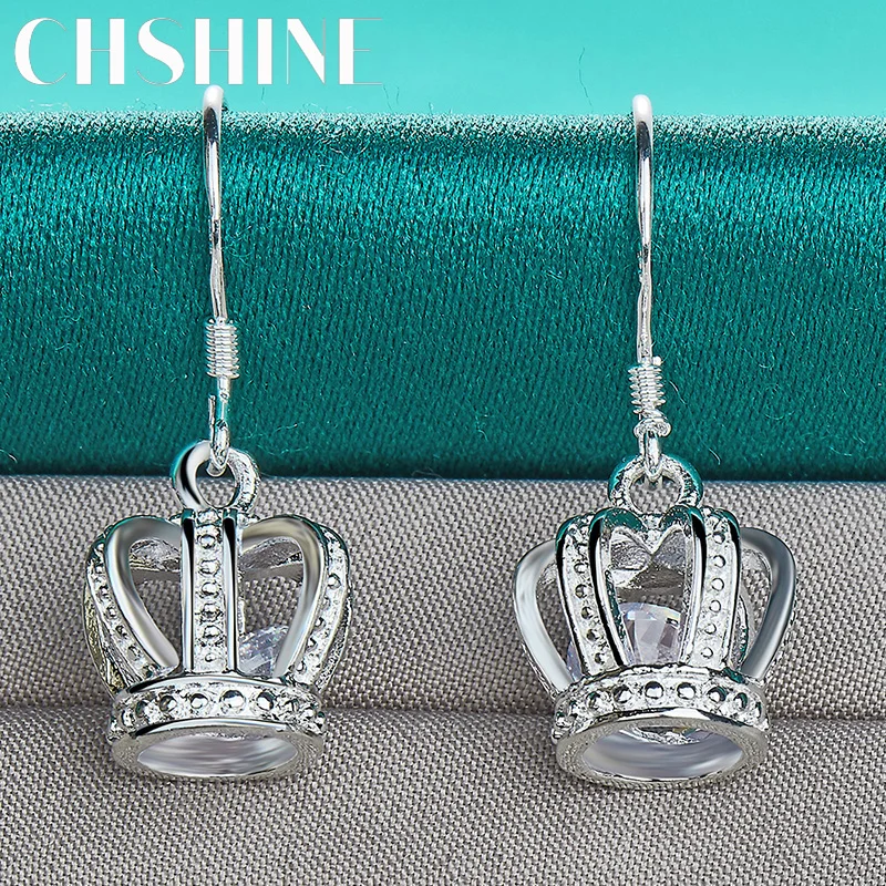 

CHSHINE 925 Sterling Silver Crown AAAAA Zircon A Pair of Earrings Eardrop for Ladies and Lovers Banquet Party Fashion Jewelry