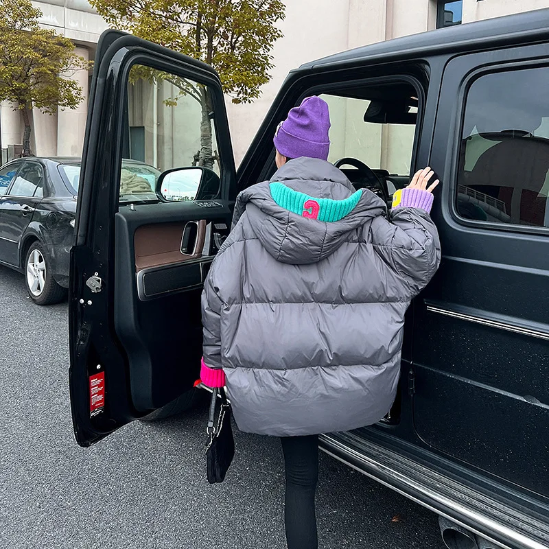 

Женская зимняя куртка на хлопковом наполнителе, парка с капюшоном, женская модная короткая повседневная одежда, теплые парки, свободная одн...