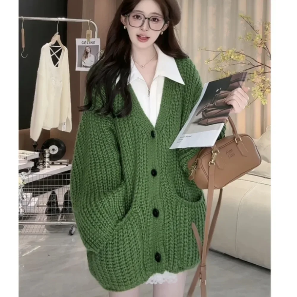 Вязаная куртка в стиле Idle женская осенне-зимняя новинка свободный крой