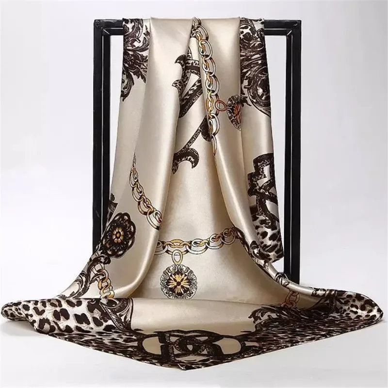 

2022New Women's 90cm Square Scarf Professional Women's Scarf Silk Gift Spring and Autumn Scarf Scarf Large Kerchief Scarf Print