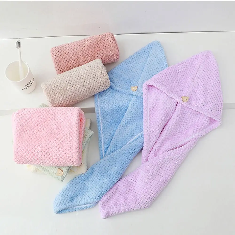 

Supplies Coral Fleece Head Scarf Bath Hats Pineapple Plaid Shower Caps Terry Towels Quick DryingTowel Dry Hair Cap