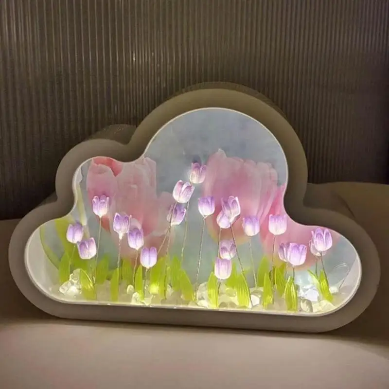 

Cloud Tulip Night Lights DIY Package Handmade Cloud Tulips Flowers Table Lamp Valentines Day Gifts Home Decor For Living Room