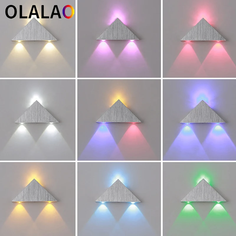 

Modern Led Wall Lamp 3W Aluminum Body Triangle Wall Light For Bedroom Home Lighting Luminaire Bathroom Light Fixture Wall Sconce