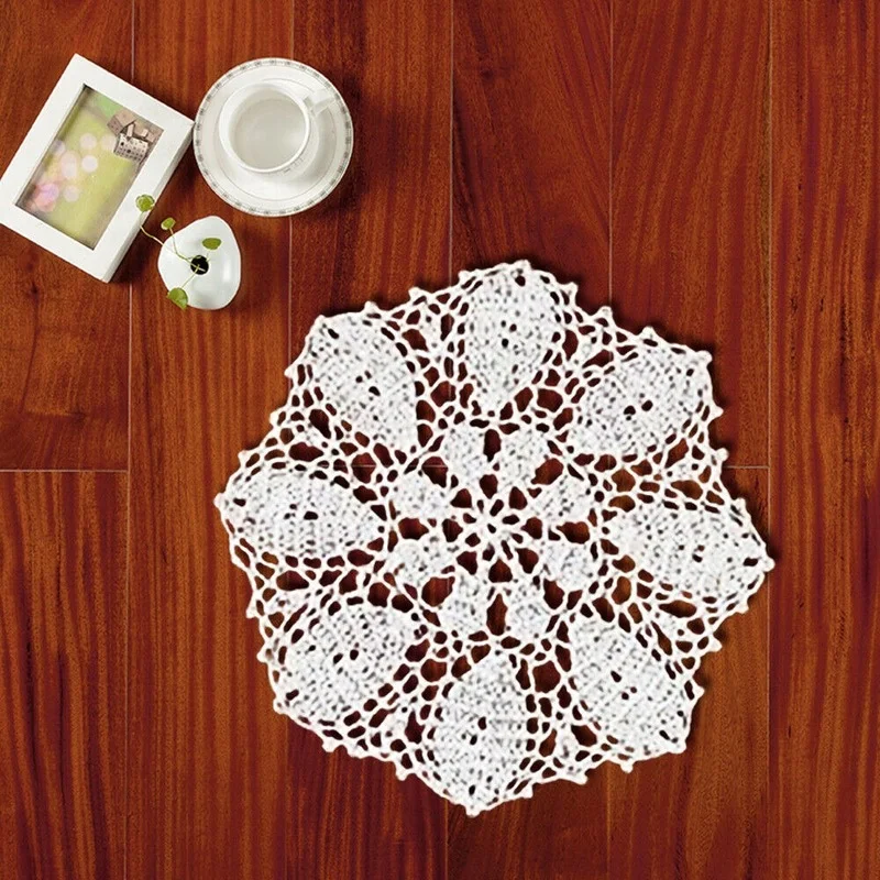 

4Pcs/Lot White Vintage Hand Crochet Lace Doilies G Coasters Round 10inch