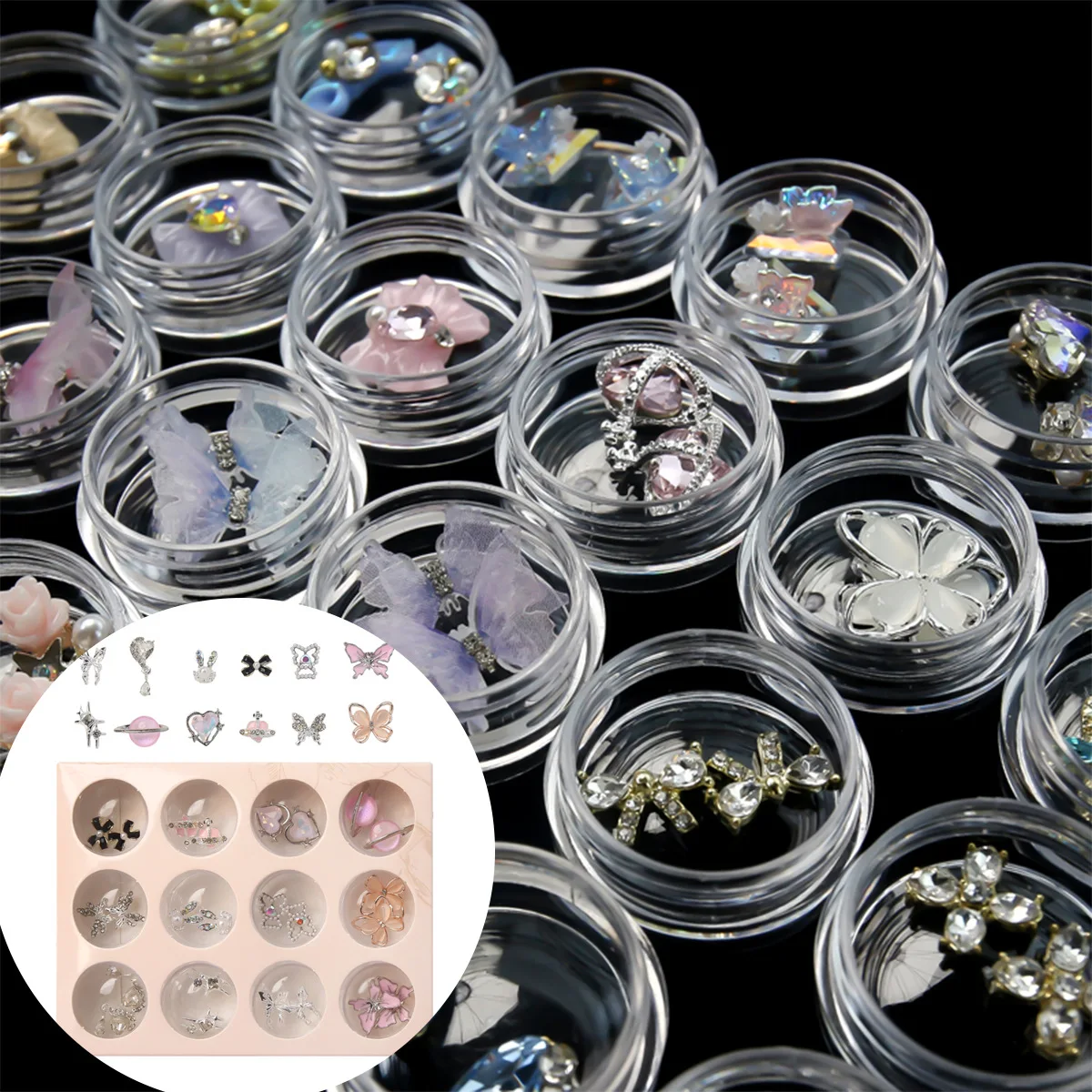 

Аксессуары для дизайна ногтей, 12 ячеек в коробке