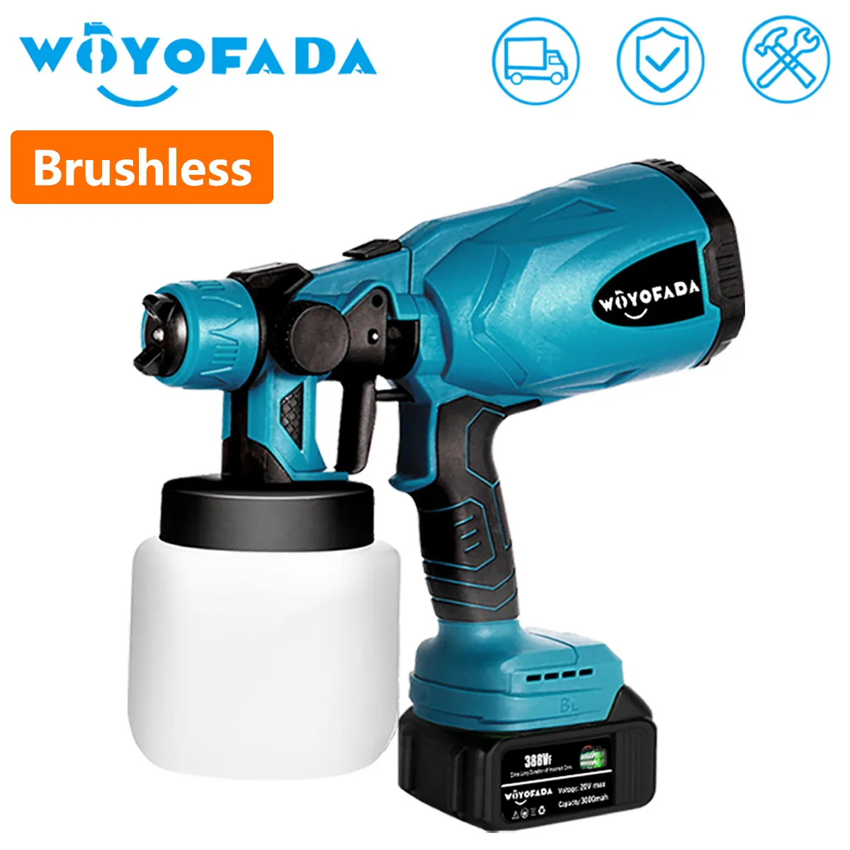 

20V Brushless Electric Spray Gun 800ML HVLP Home Paint Sprayer Flow Control Airbrush Easy Spraying Clean For Makita Battery